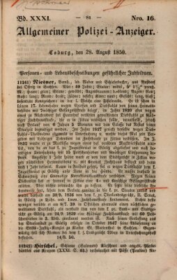 Allgemeiner Polizei-Anzeiger Mittwoch 28. August 1850