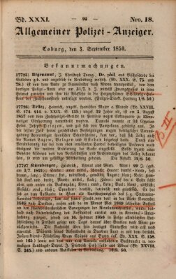 Allgemeiner Polizei-Anzeiger Dienstag 3. September 1850