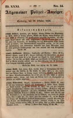 Allgemeiner Polizei-Anzeiger Samstag 26. Oktober 1850