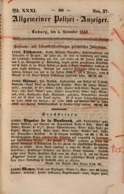 Allgemeiner Polizei-Anzeiger Dienstag 5. November 1850