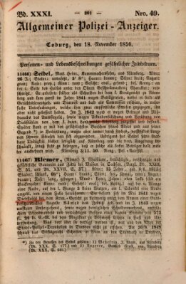 Allgemeiner Polizei-Anzeiger Montag 18. November 1850