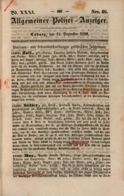 Allgemeiner Polizei-Anzeiger Mittwoch 11. Dezember 1850