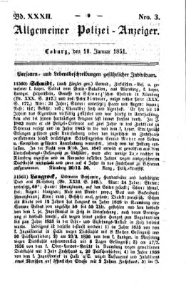 Allgemeiner Polizei-Anzeiger Freitag 10. Januar 1851