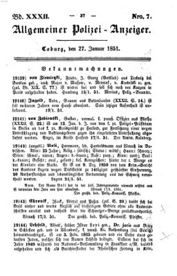 Allgemeiner Polizei-Anzeiger Montag 27. Januar 1851