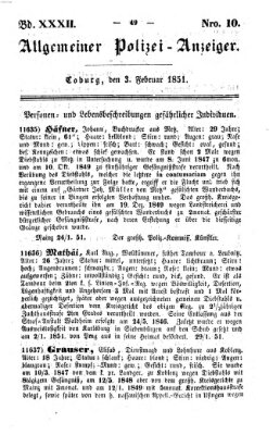 Allgemeiner Polizei-Anzeiger Montag 3. Februar 1851