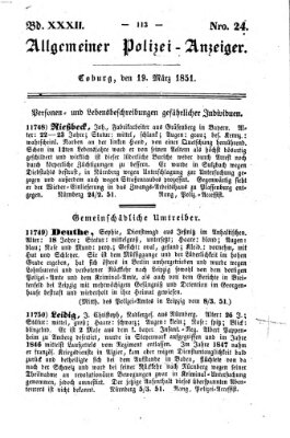 Allgemeiner Polizei-Anzeiger Mittwoch 19. März 1851