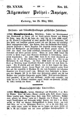 Allgemeiner Polizei-Anzeiger Dienstag 25. März 1851