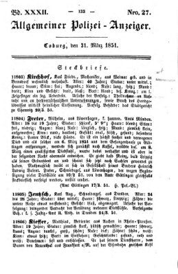 Allgemeiner Polizei-Anzeiger Montag 31. März 1851