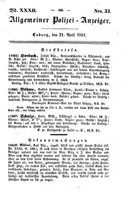 Allgemeiner Polizei-Anzeiger Montag 21. April 1851