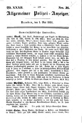 Allgemeiner Polizei-Anzeiger Donnerstag 1. Mai 1851