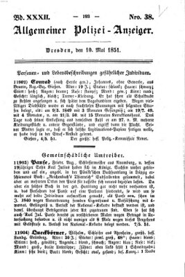 Allgemeiner Polizei-Anzeiger Samstag 10. Mai 1851