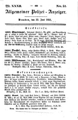 Allgemeiner Polizei-Anzeiger Sonntag 22. Juni 1851