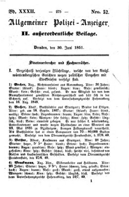 Allgemeiner Polizei-Anzeiger Montag 30. Juni 1851