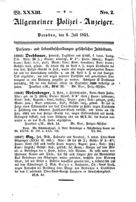 Allgemeiner Polizei-Anzeiger Sonntag 6. Juli 1851
