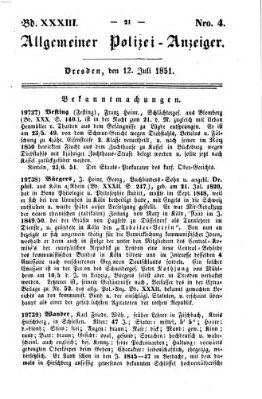 Allgemeiner Polizei-Anzeiger Samstag 12. Juli 1851