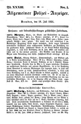 Allgemeiner Polizei-Anzeiger Mittwoch 16. Juli 1851