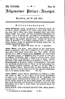 Allgemeiner Polizei-Anzeiger Freitag 18. Juli 1851