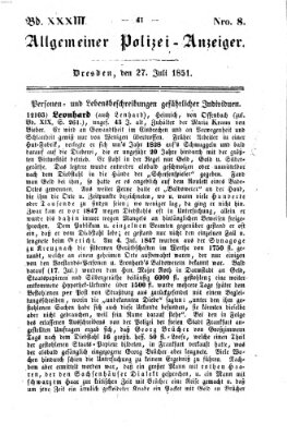 Allgemeiner Polizei-Anzeiger Sonntag 27. Juli 1851