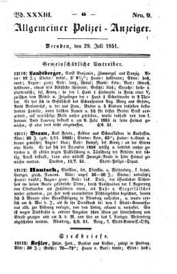 Allgemeiner Polizei-Anzeiger Dienstag 29. Juli 1851