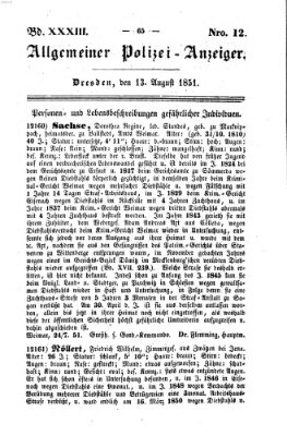 Allgemeiner Polizei-Anzeiger Mittwoch 13. August 1851