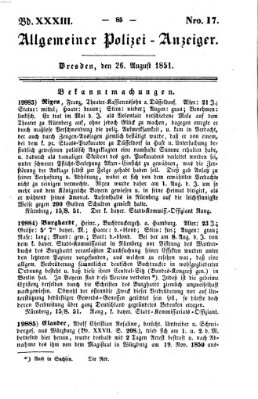 Allgemeiner Polizei-Anzeiger Dienstag 26. August 1851