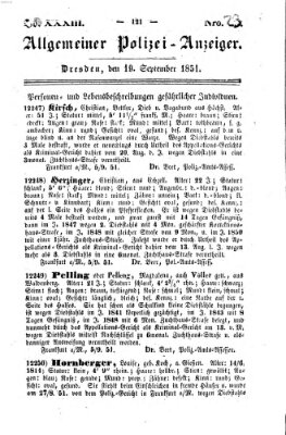 Allgemeiner Polizei-Anzeiger Freitag 19. September 1851