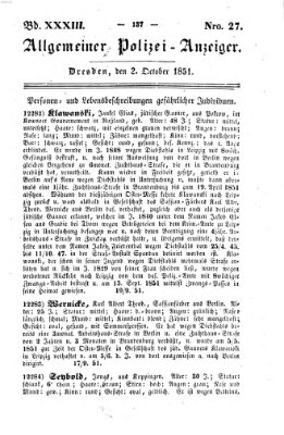 Allgemeiner Polizei-Anzeiger Donnerstag 2. Oktober 1851