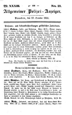 Allgemeiner Polizei-Anzeiger Sonntag 12. Oktober 1851