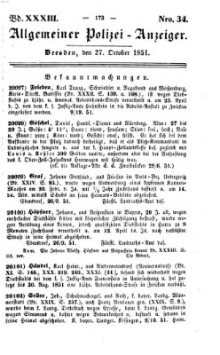 Allgemeiner Polizei-Anzeiger Montag 27. Oktober 1851