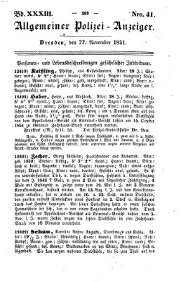 Allgemeiner Polizei-Anzeiger Samstag 22. November 1851