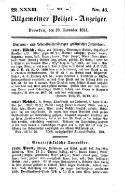 Allgemeiner Polizei-Anzeiger Freitag 28. November 1851