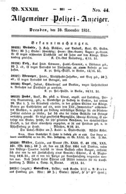 Allgemeiner Polizei-Anzeiger Sonntag 30. November 1851