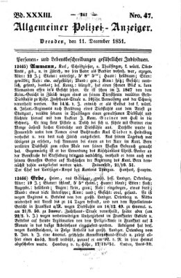 Allgemeiner Polizei-Anzeiger Donnerstag 11. Dezember 1851