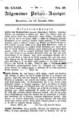 Allgemeiner Polizei-Anzeiger Samstag 13. Dezember 1851