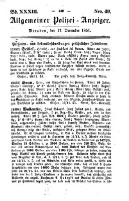 Allgemeiner Polizei-Anzeiger Mittwoch 17. Dezember 1851