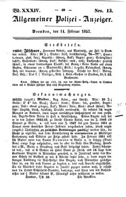 Allgemeiner Polizei-Anzeiger Samstag 14. Februar 1852