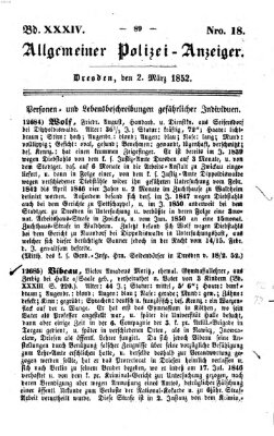 Allgemeiner Polizei-Anzeiger Dienstag 2. März 1852