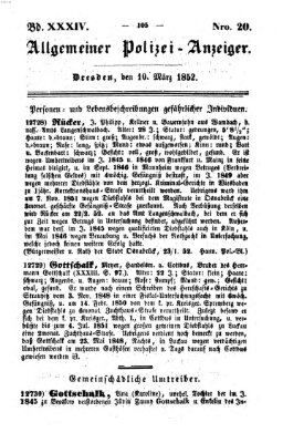 Allgemeiner Polizei-Anzeiger Mittwoch 10. März 1852