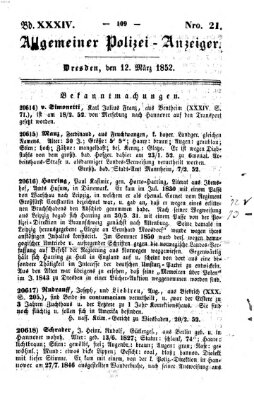 Allgemeiner Polizei-Anzeiger Freitag 12. März 1852