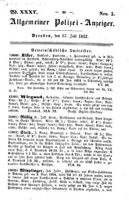 Allgemeiner Polizei-Anzeiger Samstag 17. Juli 1852