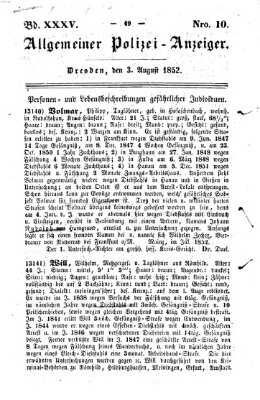 Allgemeiner Polizei-Anzeiger Dienstag 3. August 1852