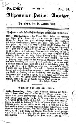 Allgemeiner Polizei-Anzeiger Sonntag 10. Oktober 1852