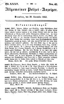 Allgemeiner Polizei-Anzeiger Dienstag 30. November 1852