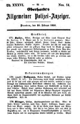 Eberhardt's allgemeiner Polizei-Anzeiger (Allgemeiner Polizei-Anzeiger) Mittwoch 23. Februar 1853