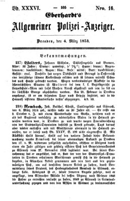 Eberhardt's allgemeiner Polizei-Anzeiger (Allgemeiner Polizei-Anzeiger) Freitag 4. März 1853