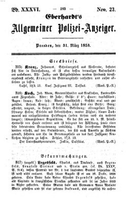 Eberhardt's allgemeiner Polizei-Anzeiger (Allgemeiner Polizei-Anzeiger) Donnerstag 31. März 1853