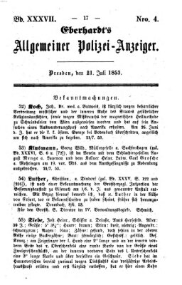 Eberhardt's allgemeiner Polizei-Anzeiger (Allgemeiner Polizei-Anzeiger) Donnerstag 21. Juli 1853