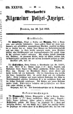 Eberhardt's allgemeiner Polizei-Anzeiger (Allgemeiner Polizei-Anzeiger) Donnerstag 28. Juli 1853