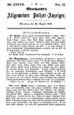 Eberhardt's allgemeiner Polizei-Anzeiger (Allgemeiner Polizei-Anzeiger) Montag 22. August 1853