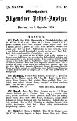 Eberhardt's allgemeiner Polizei-Anzeiger (Allgemeiner Polizei-Anzeiger) Samstag 3. September 1853